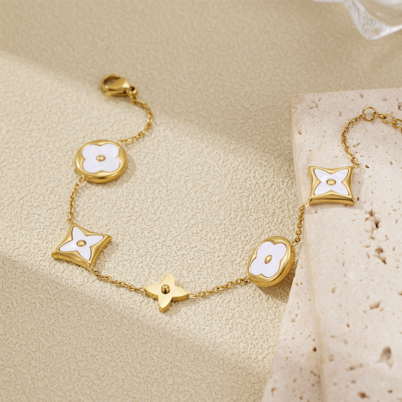 Dainty Gold Clover Bracelet for Women