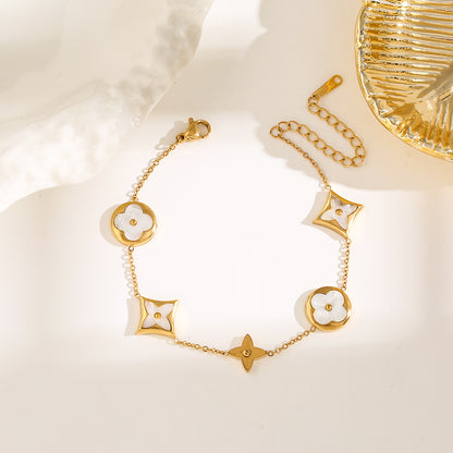 Dainty Gold Clover Bracelet for Women
