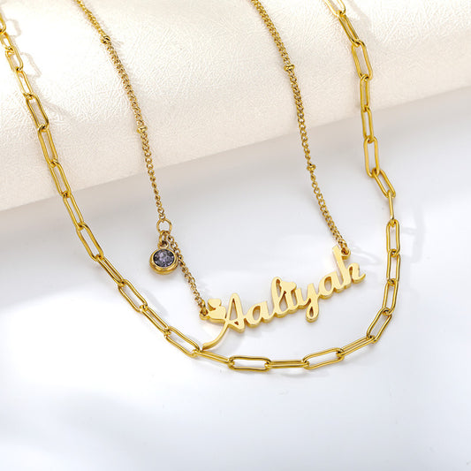 Name Necklace With Birthstone