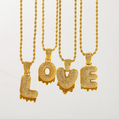 Bubble Letter Necklace Gold Balloon Letter Necklace