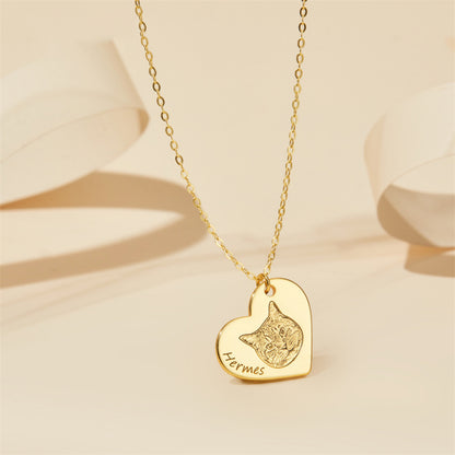 Personalized Pet Portrait Heart Pendant Necklace for Pet Lovers