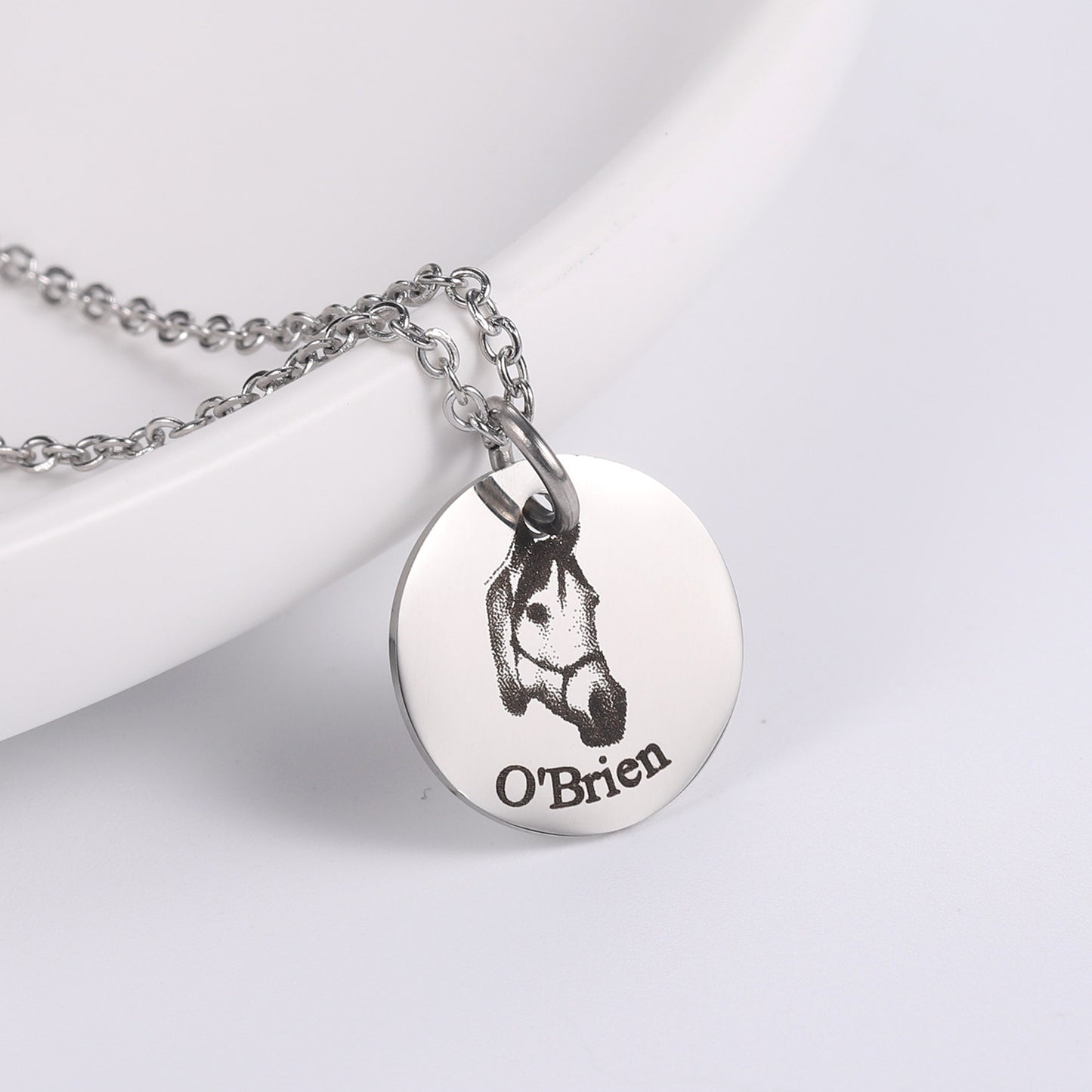 Custom Pet Portrait Disc Necklace Personalized Pet Memorial Gifts For Dog Cat Lovers