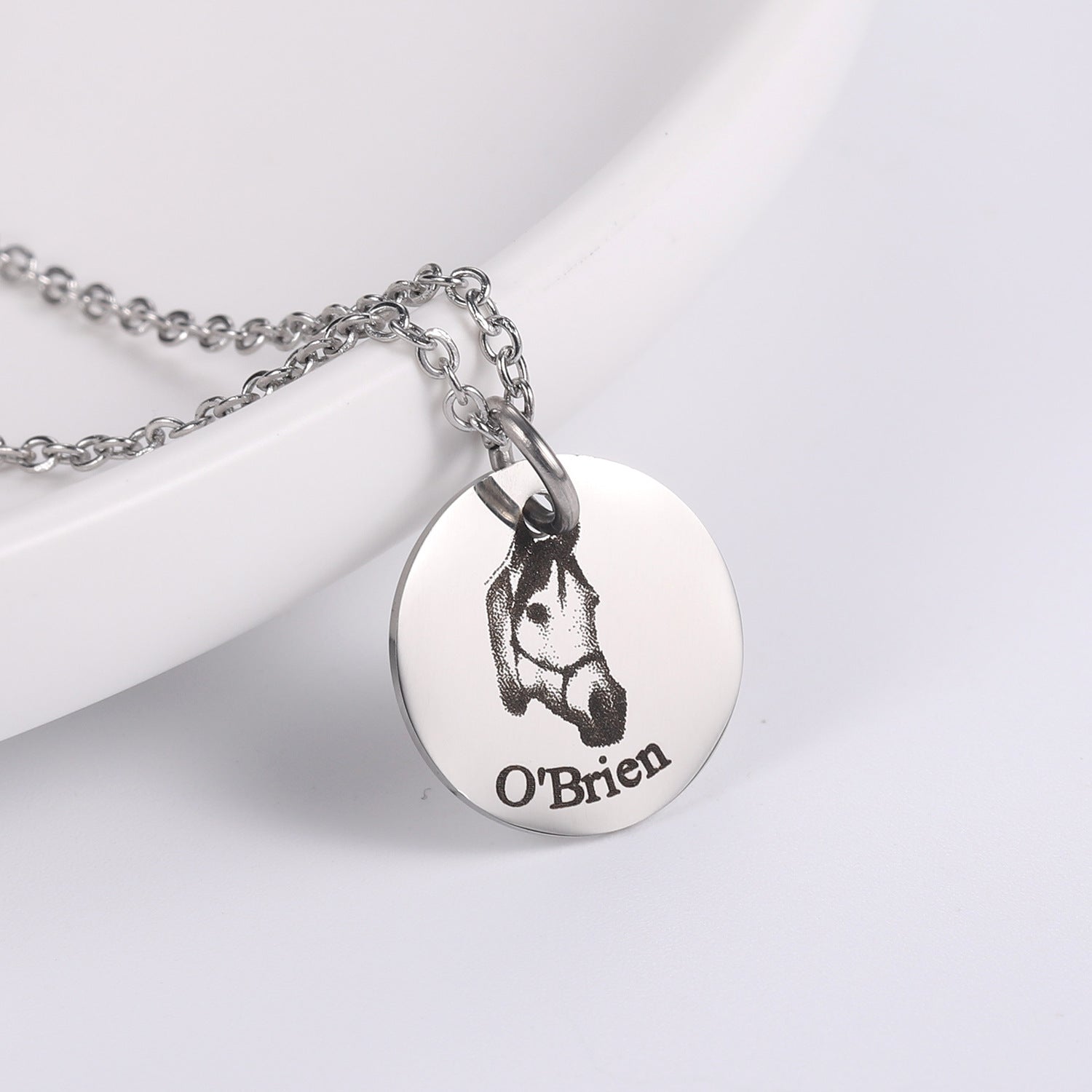 Custom Pet Portrait Disc Necklace Personalized Pet Memorial Gifts For Dog Cat Lovers