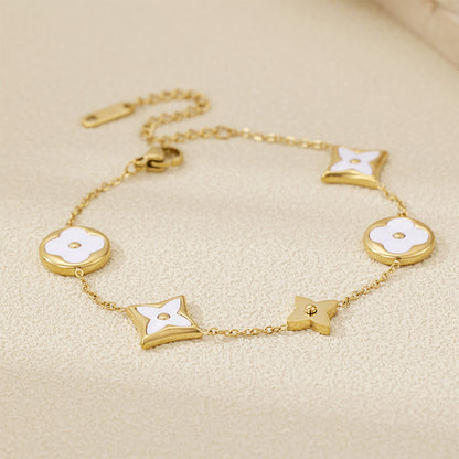 Dainty Gold Clover Bracelet for Women