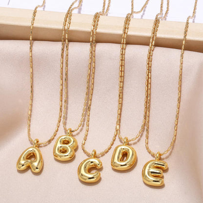 Bubble Letter Necklace Gold Dainty Balloon Initial Pendant Necklaces
