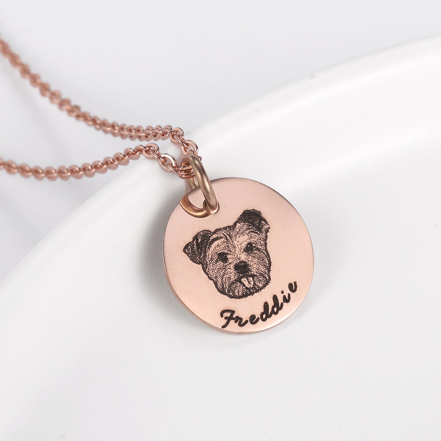 Custom Pet Portrait Disc Necklace Personalized Pet Memorial Gifts For Dog Cat Lovers