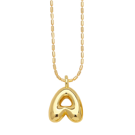 Bubble Letter Necklace Gold Dainty Balloon Initial Pendant Necklaces a