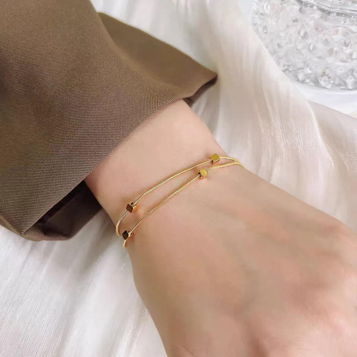 Women Dainty Gold Layered Bracelets Gifts for Her Trendy Bracelets