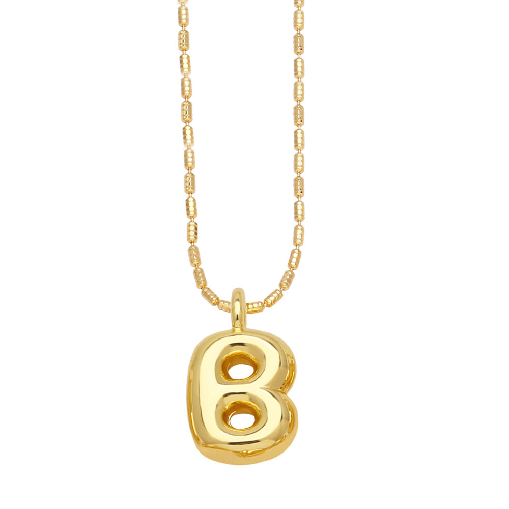 Bubble Letter Necklace Gold Dainty Balloon Initial Pendant Necklaces b