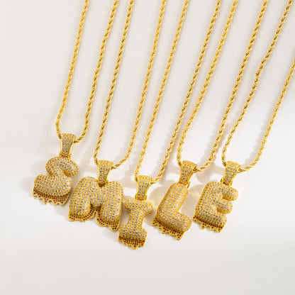 Bubble Letter Necklace Gold Balloon Letter Necklace