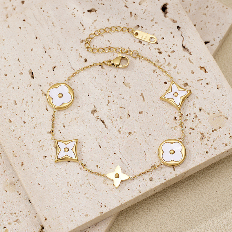 Dainty Gold Clover Bracelet for Women