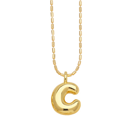 Bubble Letter Necklace Gold Dainty Balloon Initial Pendant Necklaces c