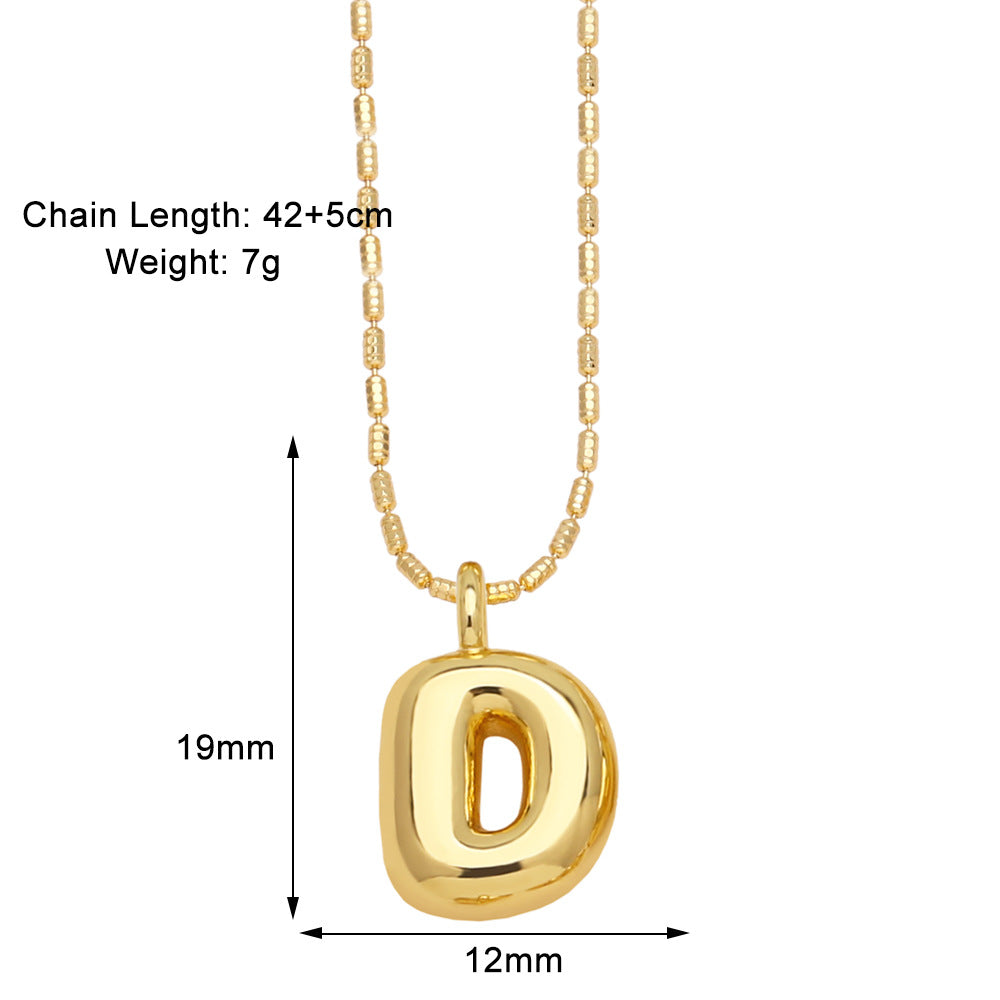 Bubble Letter Necklace Gold Dainty Balloon Initial Pendant Necklaces d