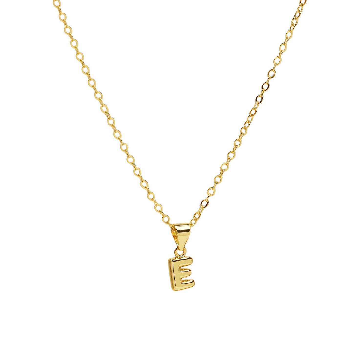 e initial necklace gold