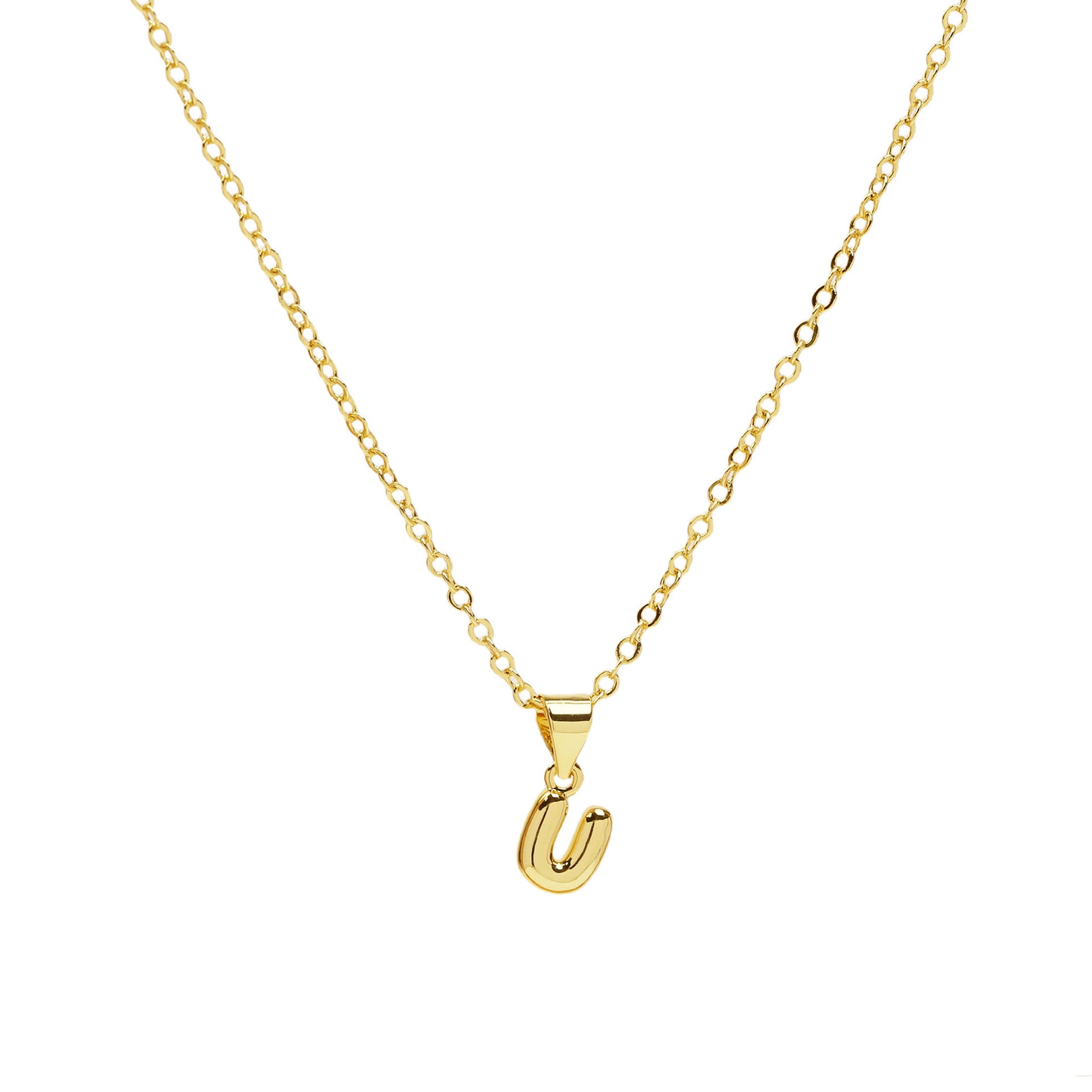 u initial necklace gold