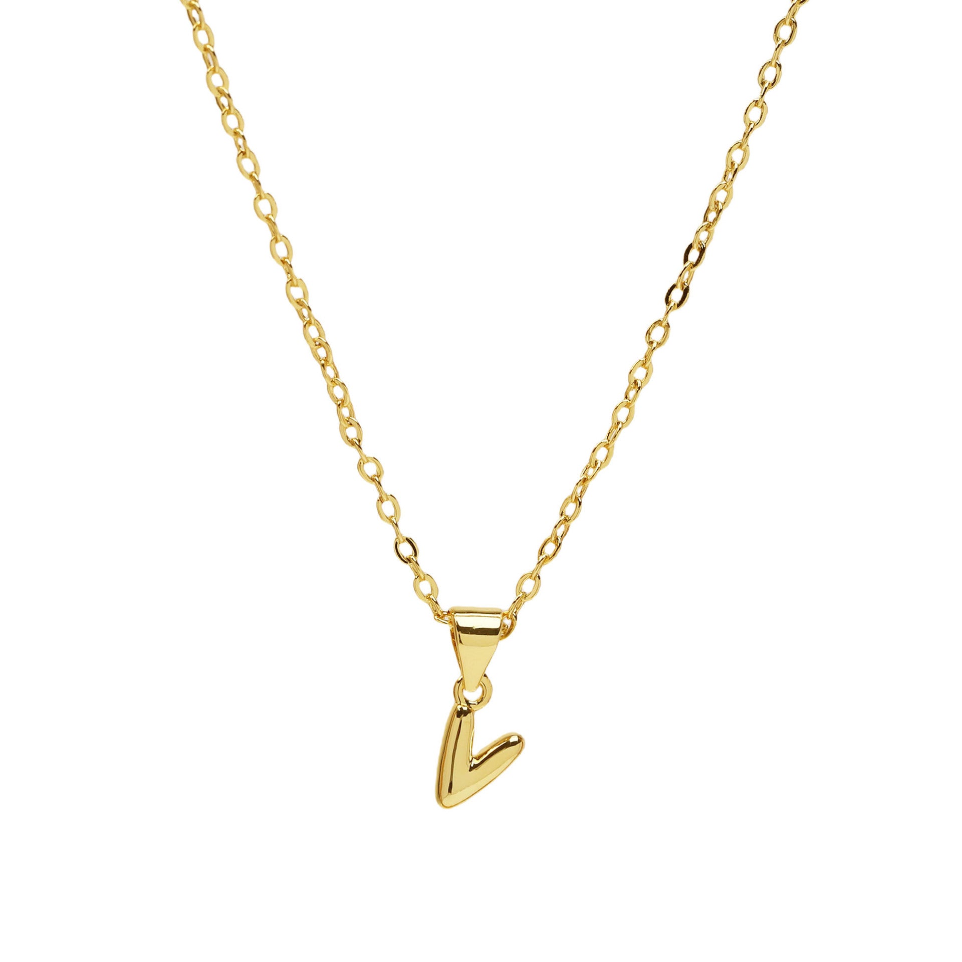 v initial necklace gold