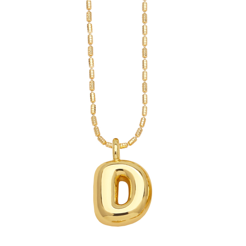 Bubble Letter Necklace Gold Dainty Balloon Initial Pendant Necklaces d