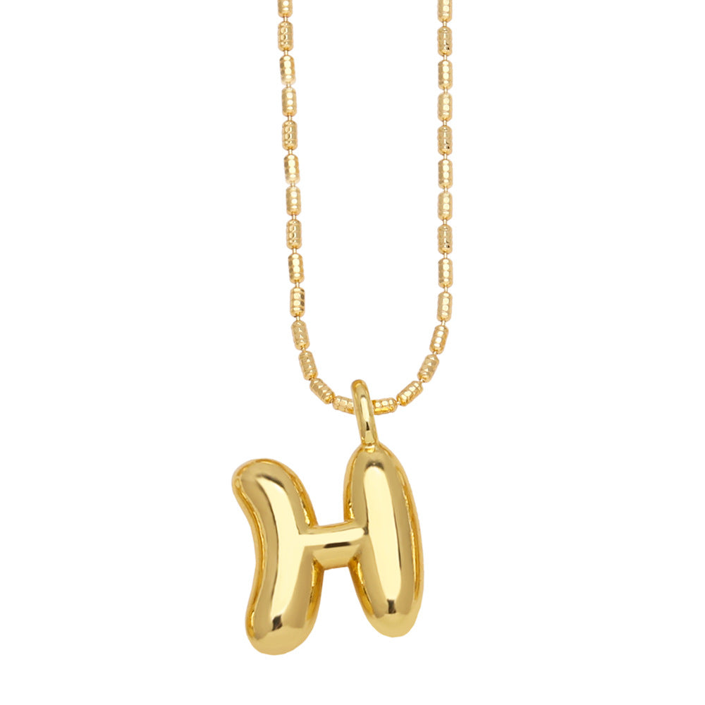 Bubble Letter Necklace Gold Dainty Balloon Initial Pendant Necklaces h