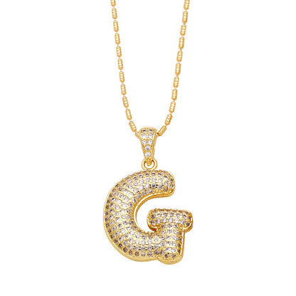 g bubble letter necklace gold 