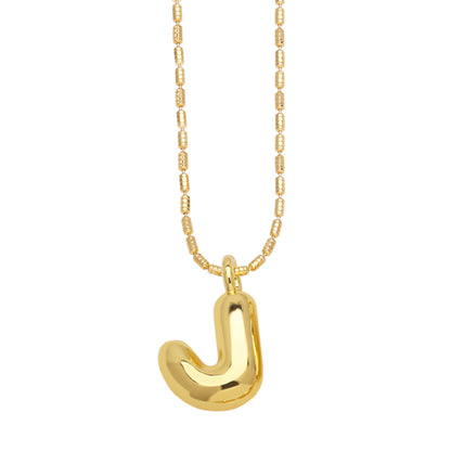 Bubble Letter Necklace Gold Dainty Balloon Initial Pendant Necklaces j