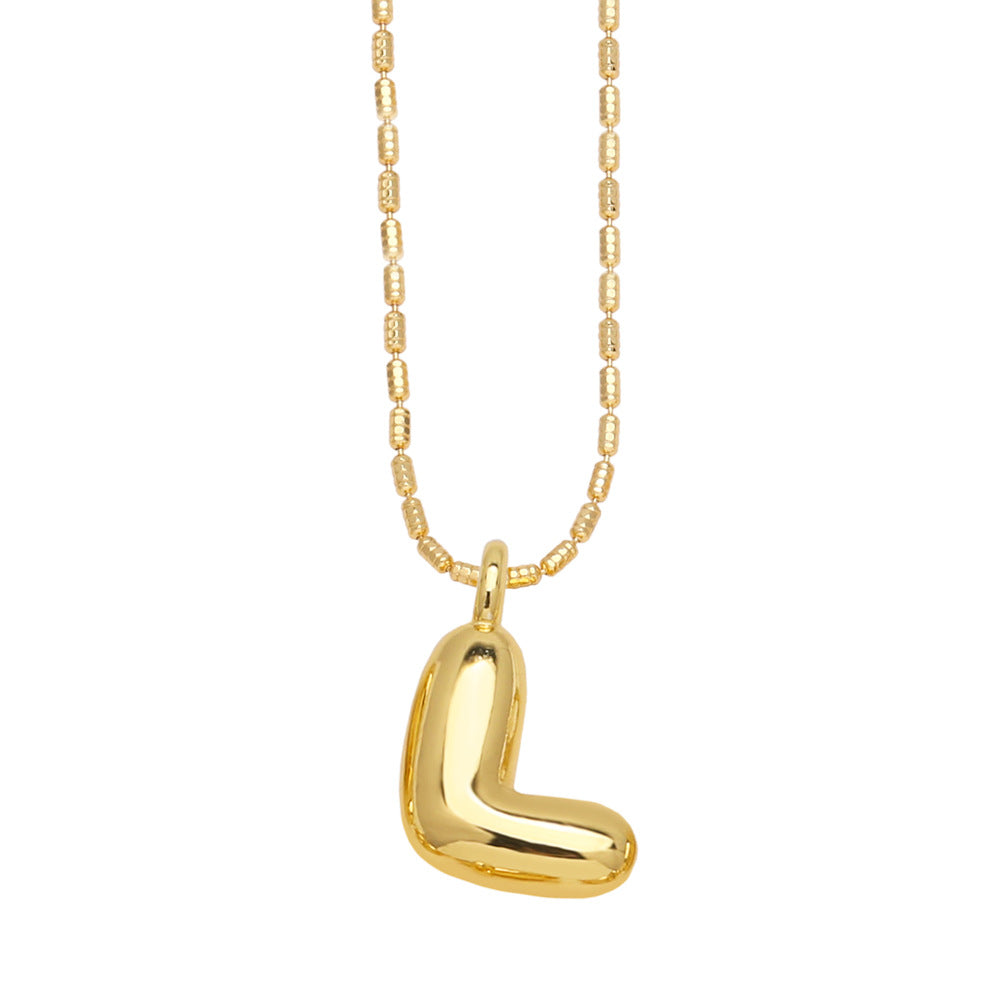 Bubble Letter Necklace Gold Dainty Balloon Initial Pendant Necklaces l