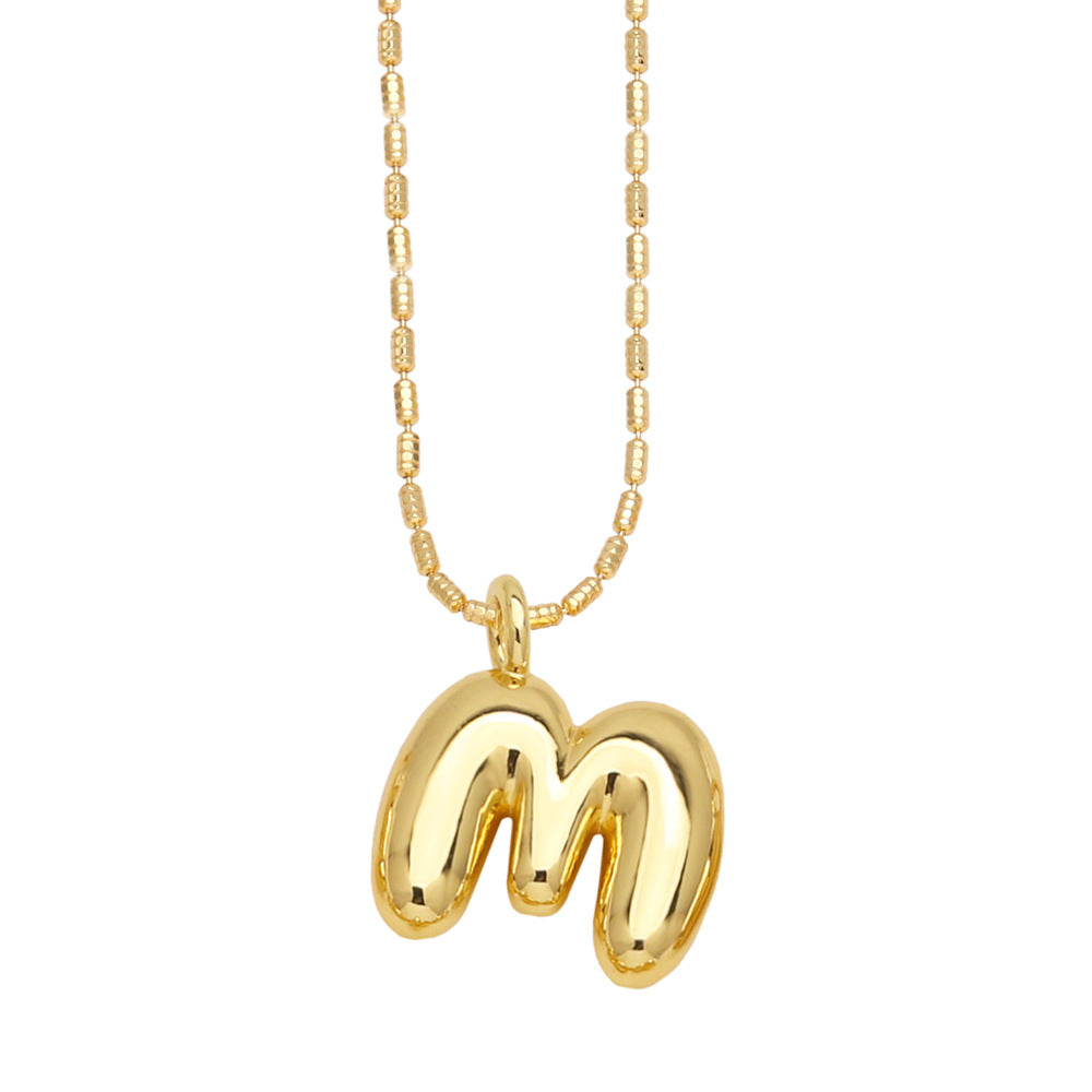 Bubble Letter Necklace Gold Dainty Balloon Initial Pendant Necklaces m