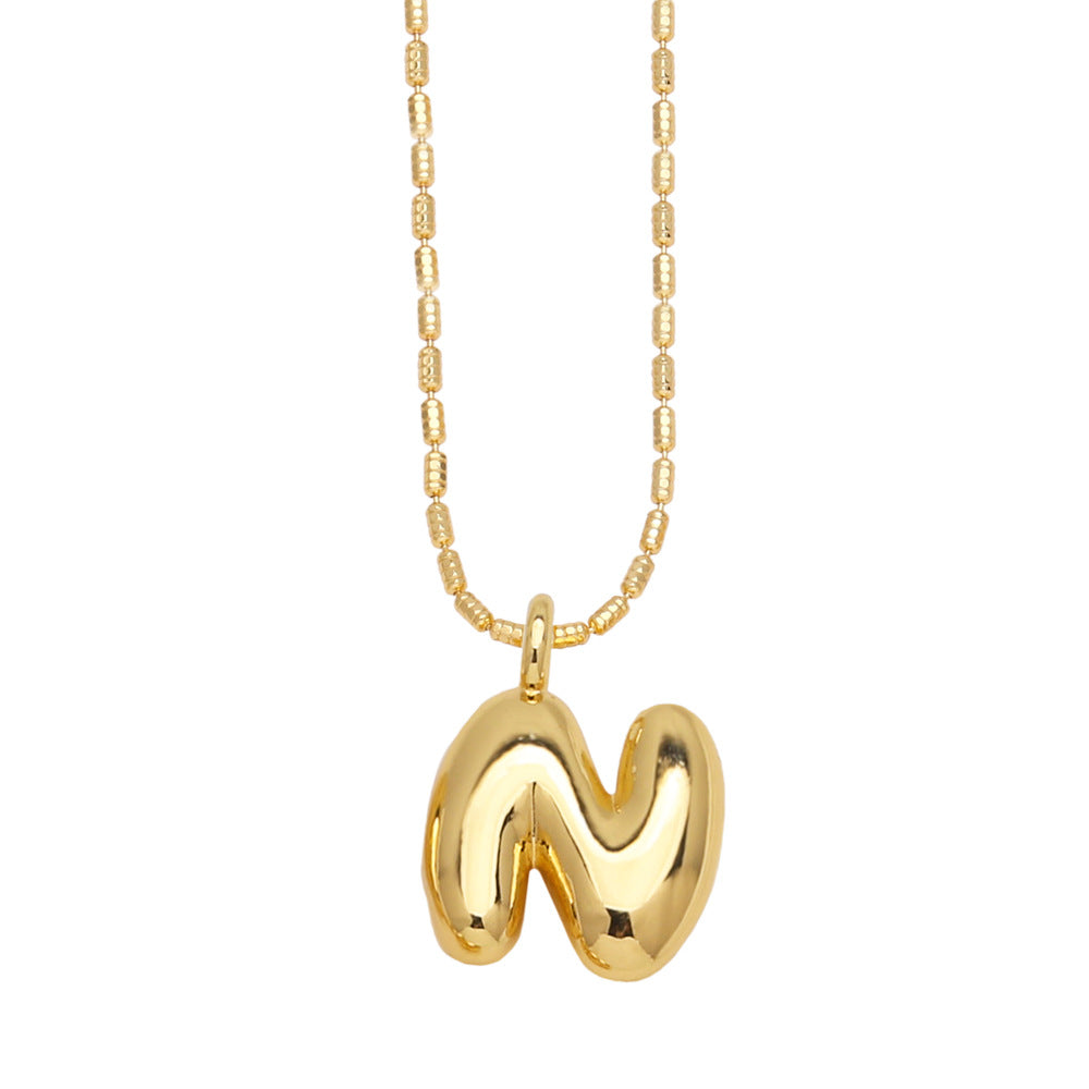 Bubble Letter Necklace Gold Dainty Balloon Initial Pendant Necklaces n