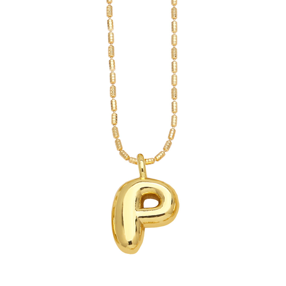 Bubble Letter Necklace Gold Dainty Balloon Initial Pendant Necklaces p