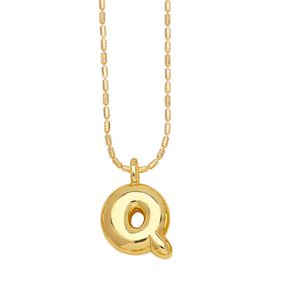 Bubble Letter Necklace Gold Dainty Balloon Initial Pendant Necklaces q