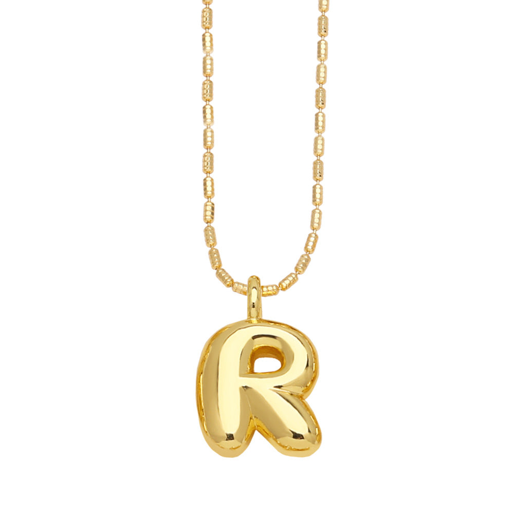 Bubble Letter Necklace Gold Dainty Balloon Initial Pendant Necklaces r