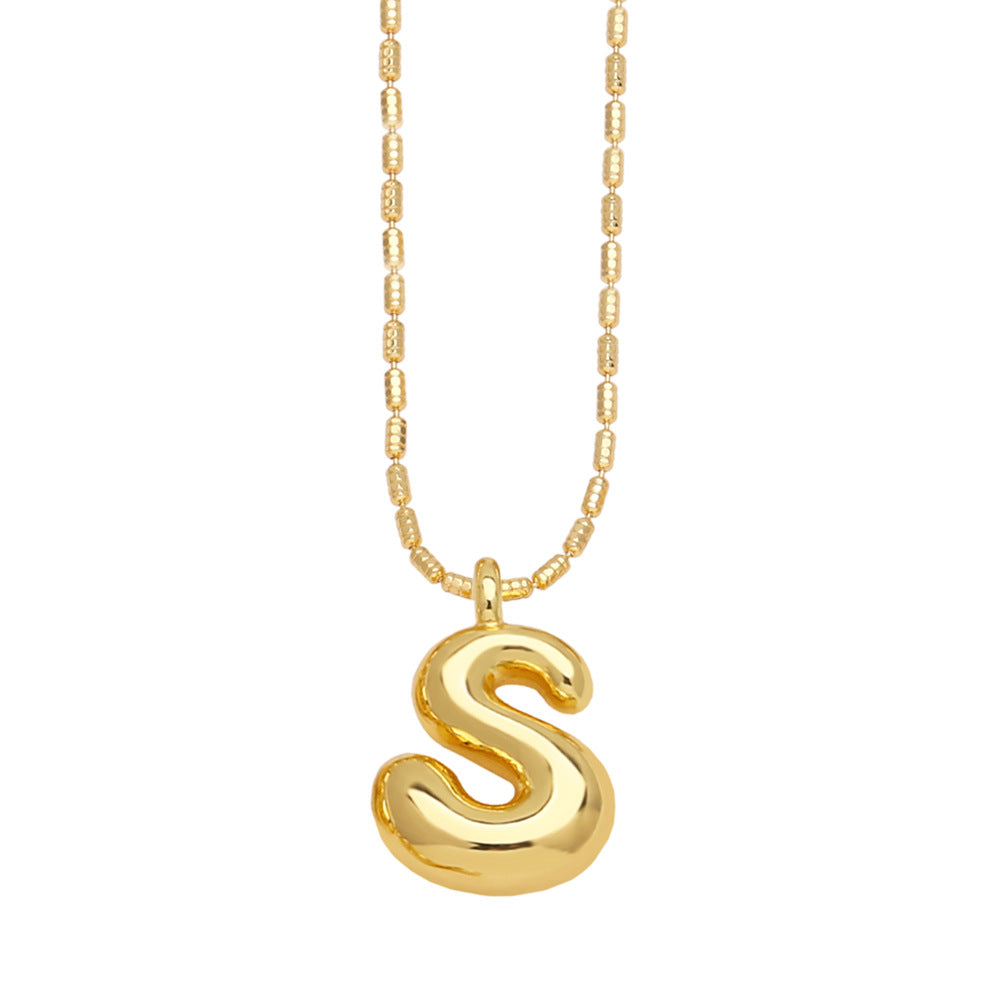 Bubble Letter Necklace Gold Dainty Balloon Initial Pendant Necklaces s