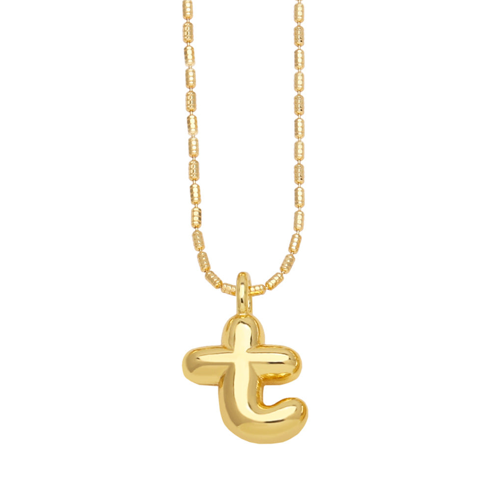 Bubble Letter Necklace Gold Dainty Balloon Initial Pendant Necklaces t