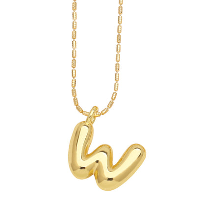 Bubble Letter Necklace Gold Dainty Balloon Initial Pendant Necklaces w