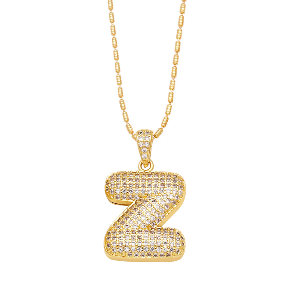 z bubble letter necklace gold 