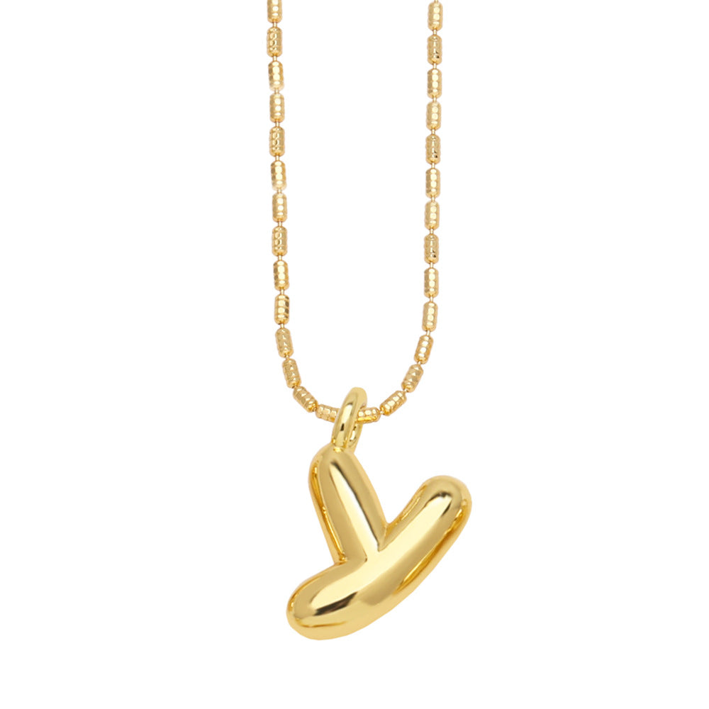 Bubble Letter Necklace Gold Dainty Balloon Initial Pendant Necklaces y