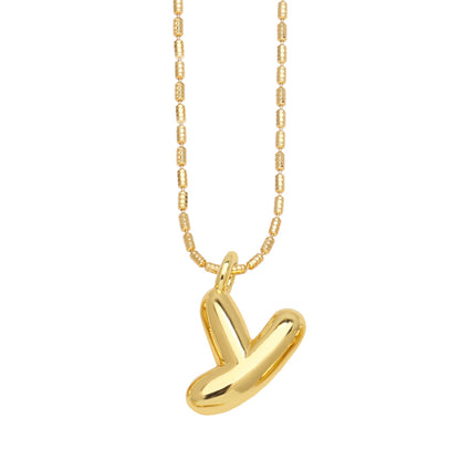 Bubble Letter Necklace Gold Dainty Balloon Initial Pendant Necklaces y