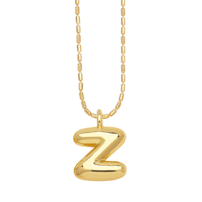 Bubble Letter Necklace Gold Dainty Balloon Initial Pendant Necklaces z