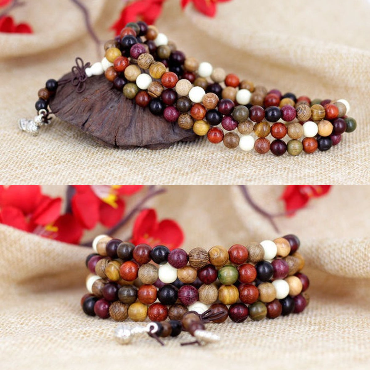 108 Sandalwood 8mm Buddha Beads Bracelet 23M1402