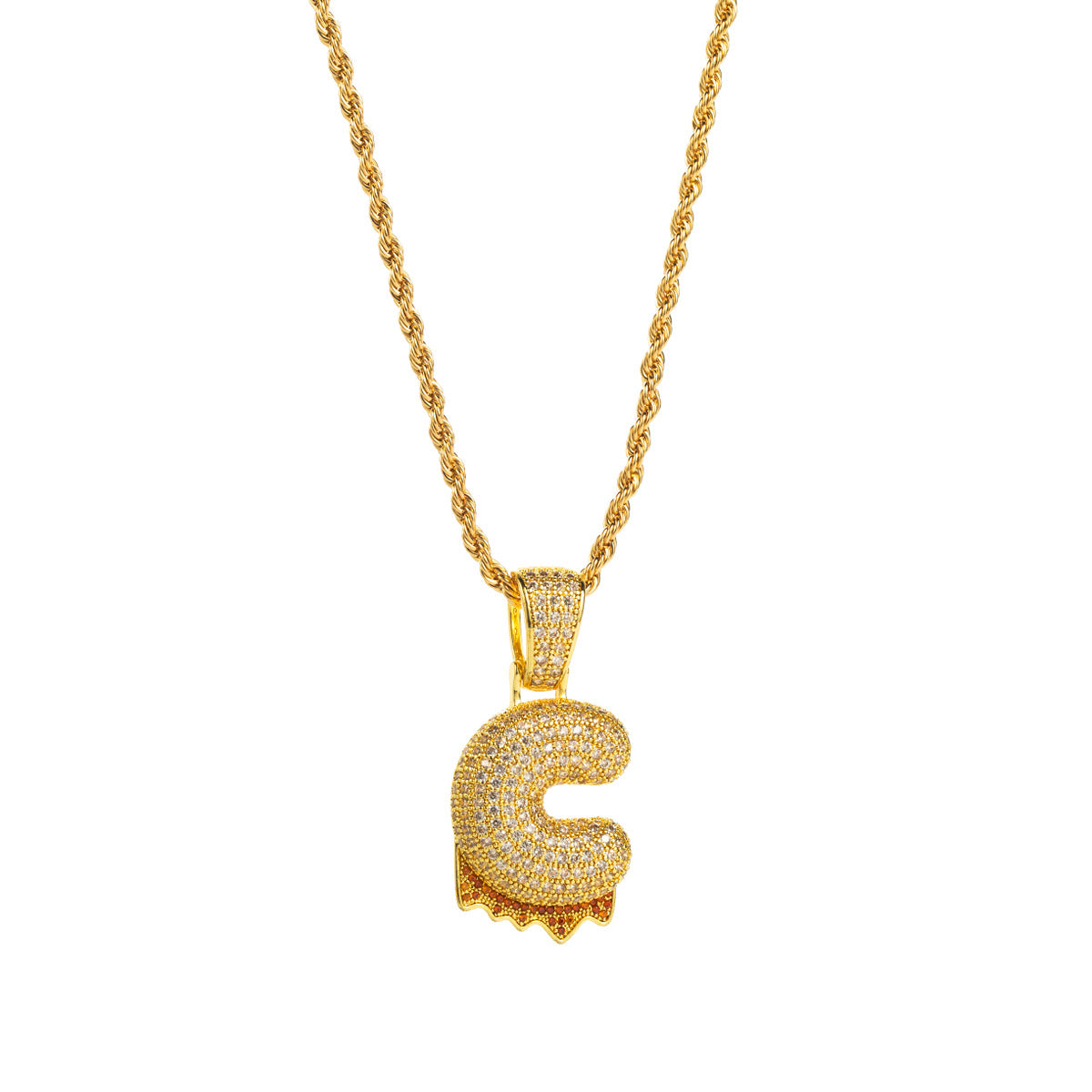 Bubble Letter Necklace Gold Balloon Letter Necklace