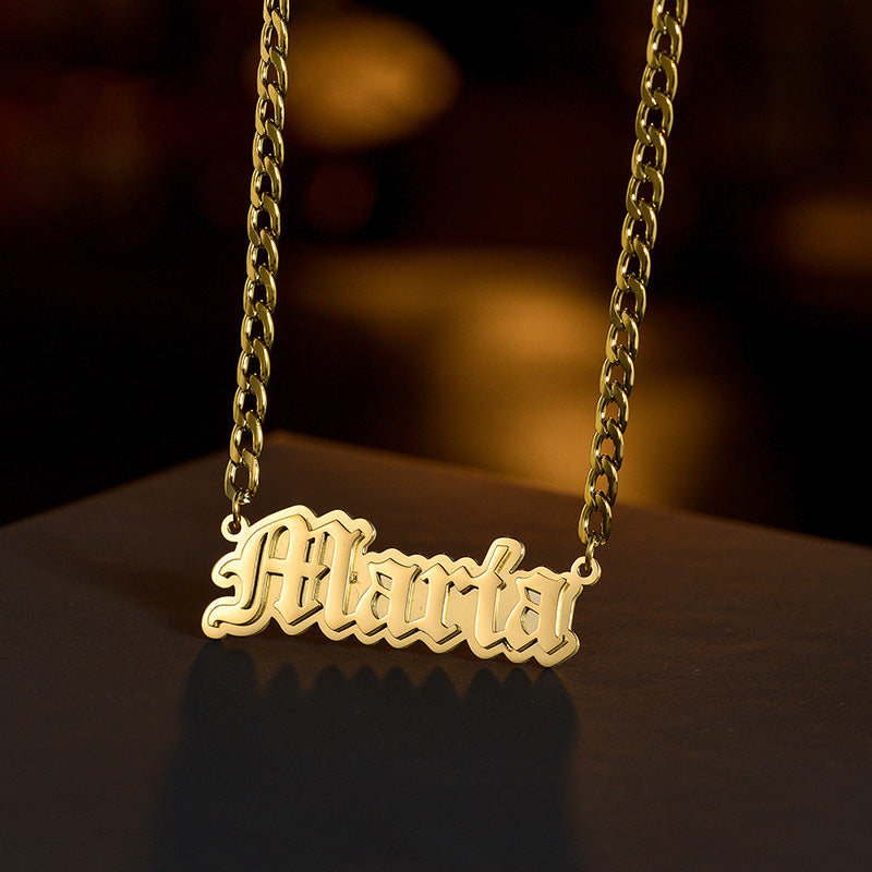 Men Gold Name Chain Custom Name Necklace Old English