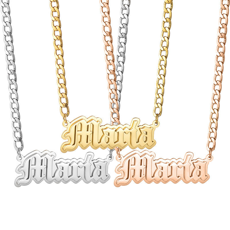 Men Gold Name Chain Custom Name Necklace Old English