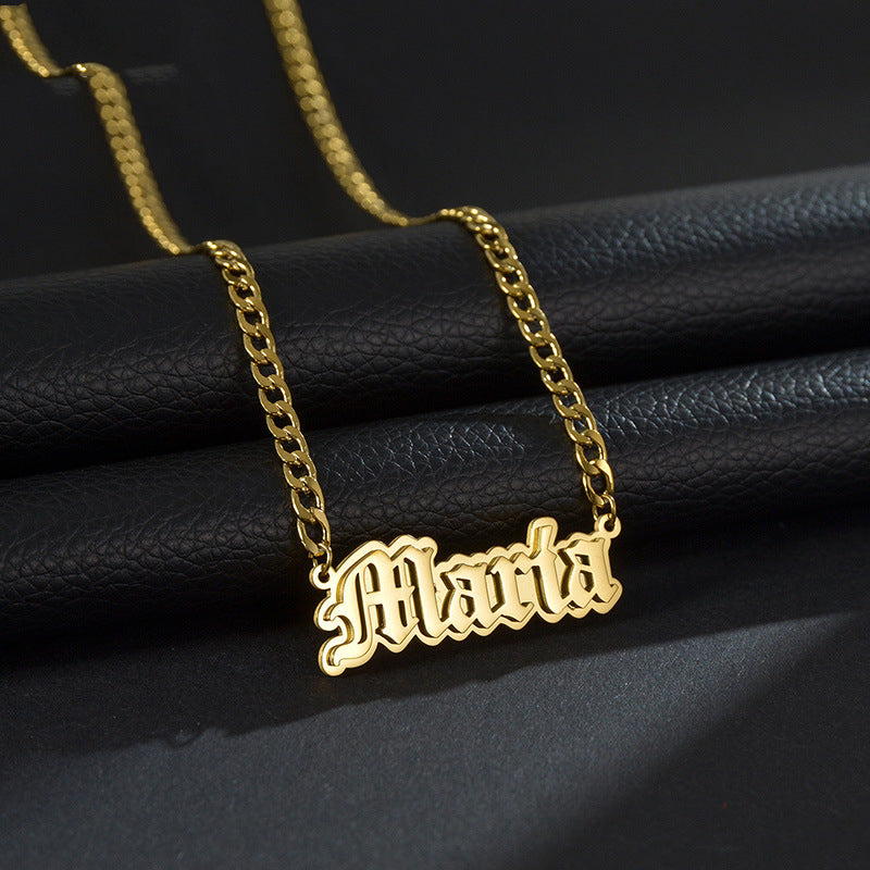 Men Gold Name Chain Custom Name Necklace Old English