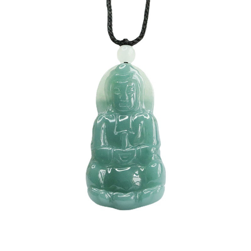 Natural Blue Jadeite Lady Buddha Necklace 23M1401