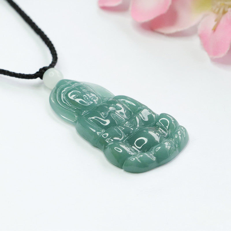 Natural Blue Jadeite Lady Buddha Necklace 23M1401