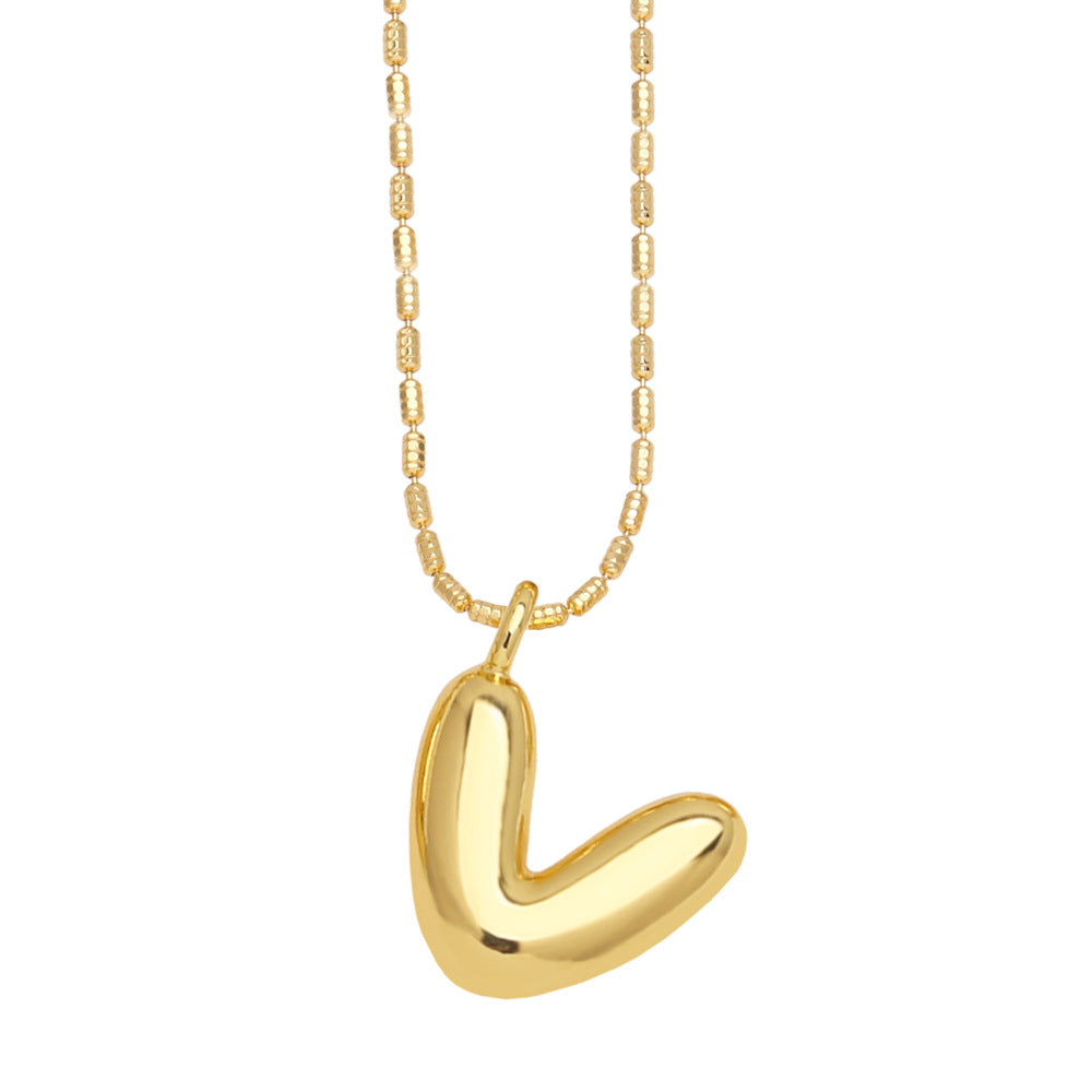 Bubble Letter Necklace Gold Dainty Balloon Initial Pendant Necklaces v