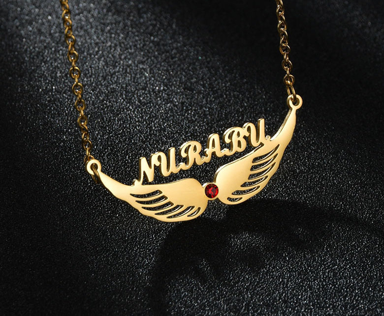 Angel Wing Necklace With Name