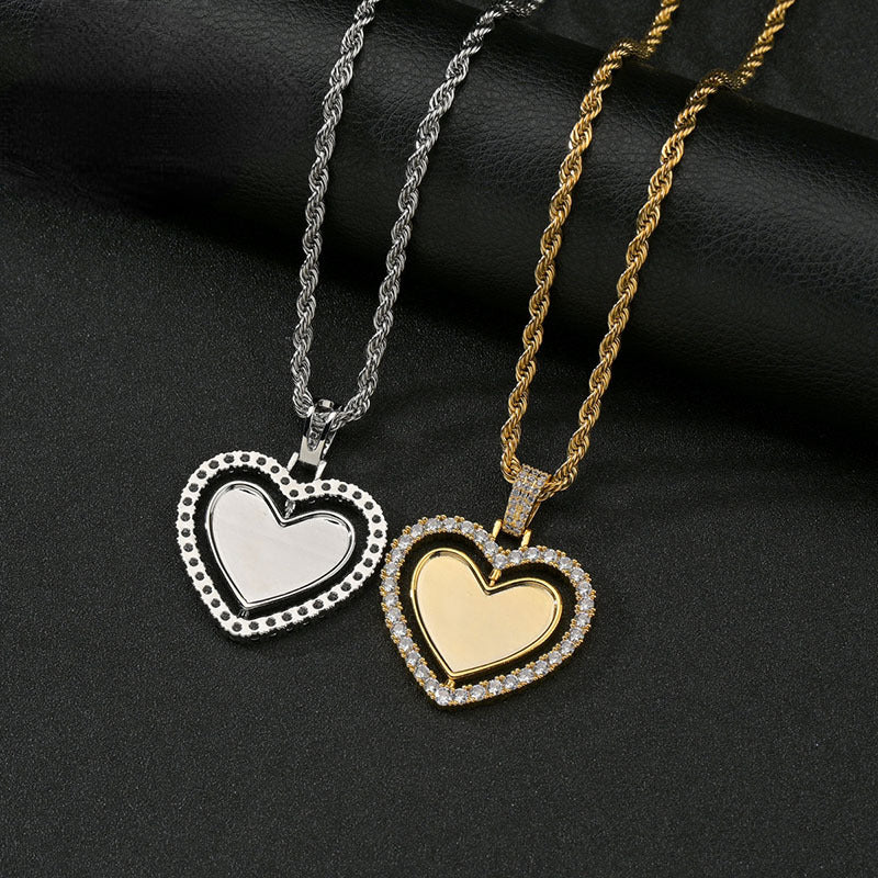 Mens Necklace with Picture Inside Picture Necklace Heart