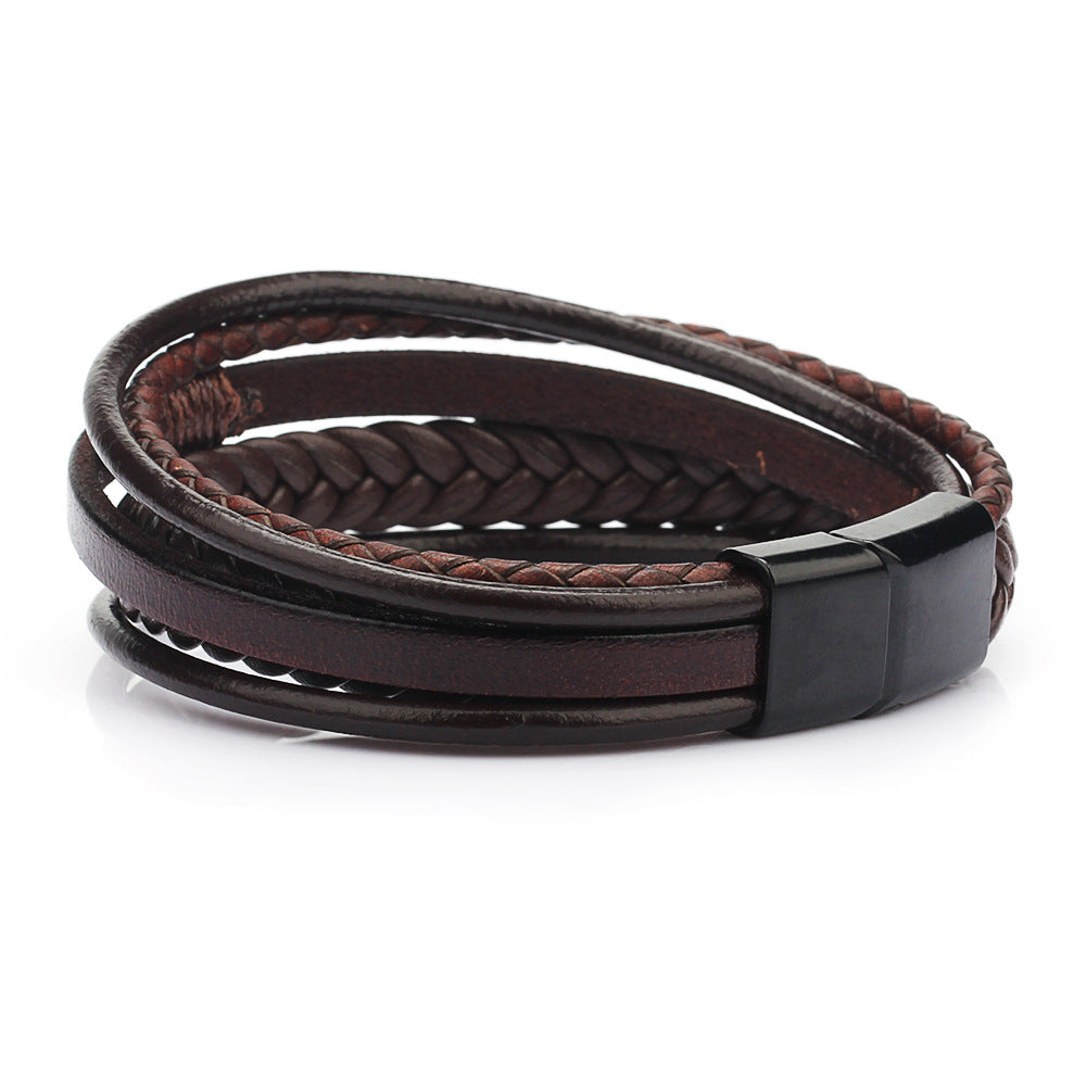 Mens Strand Braided Leather Bracelet