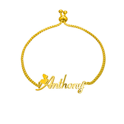 Chain Name Bracelet Adjustable Length For Women