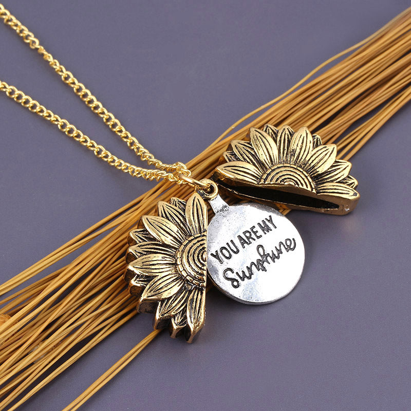  Vintage Sunflower Pendant Necklace Sunflower Necklace For Women